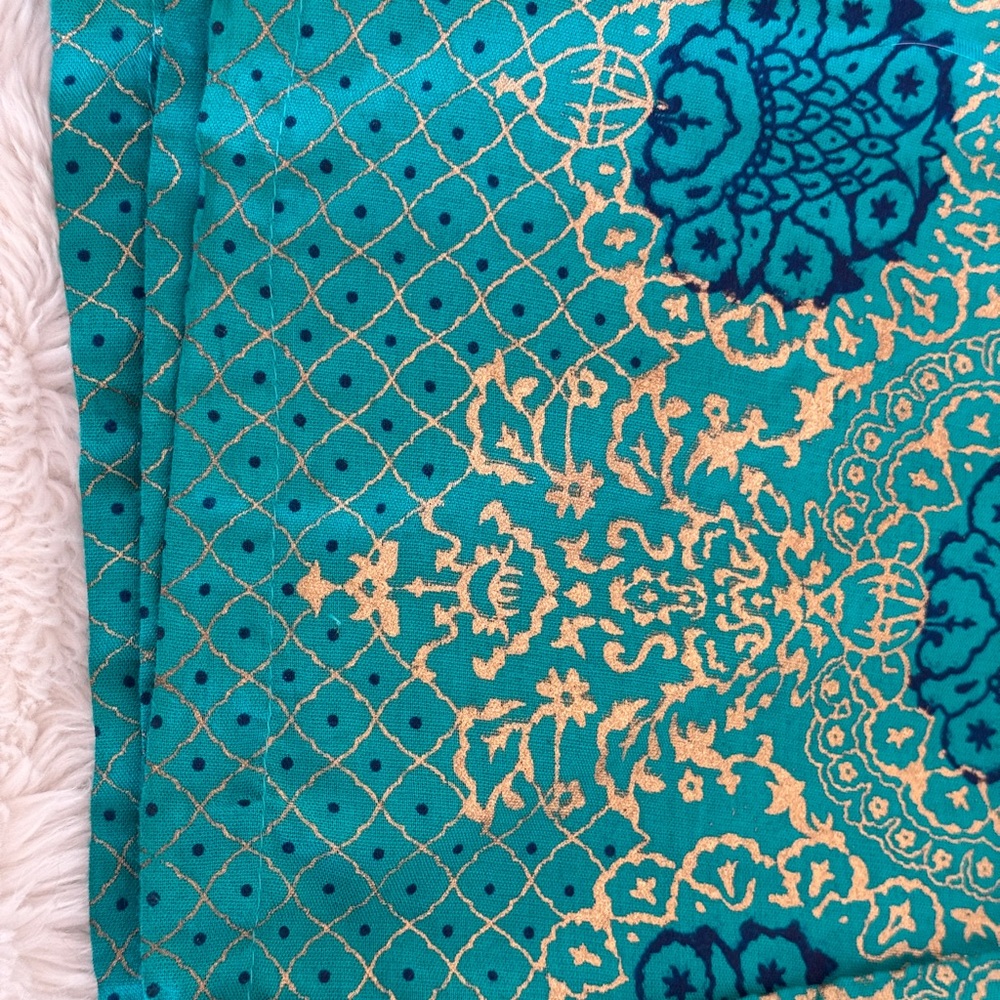 Vibrant Teal and Pink Boho Embroidered Pants - Picture 5 of 6